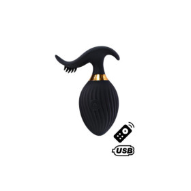 WAVE +, Un Œuf vibrant noir USB avec stimulation clitoridienne, doté d'une télécommande 